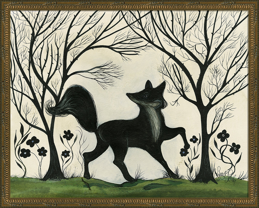 Fox Silhouette Art — Facing Right | Signed by Kolene Spicher