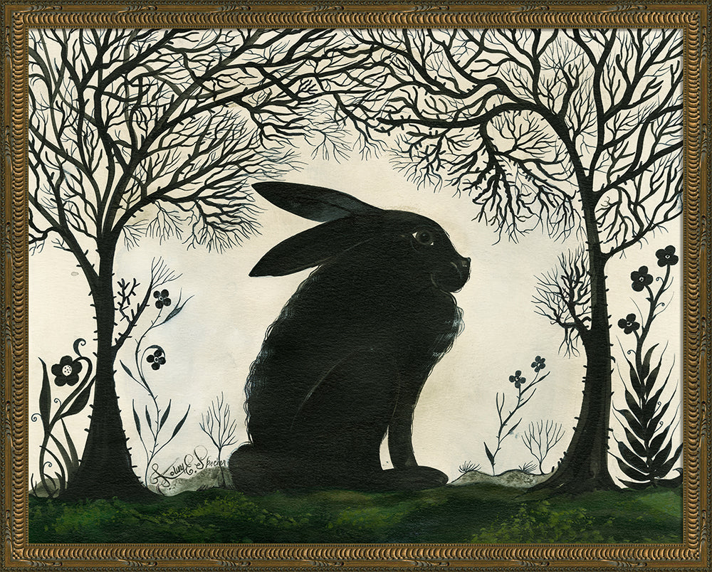 Rabbit Silhouette Art — Facing Right | Signed by Kolene Spicher