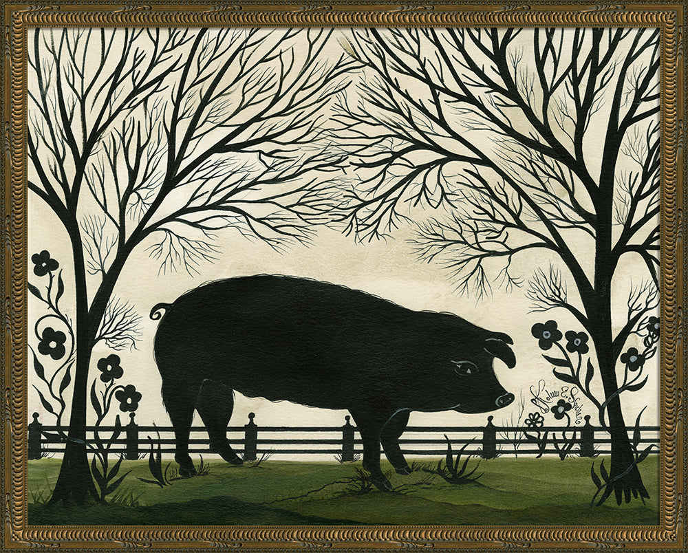 Pig Silhouette Art — Facing Right | Signed by Kolene Spicher