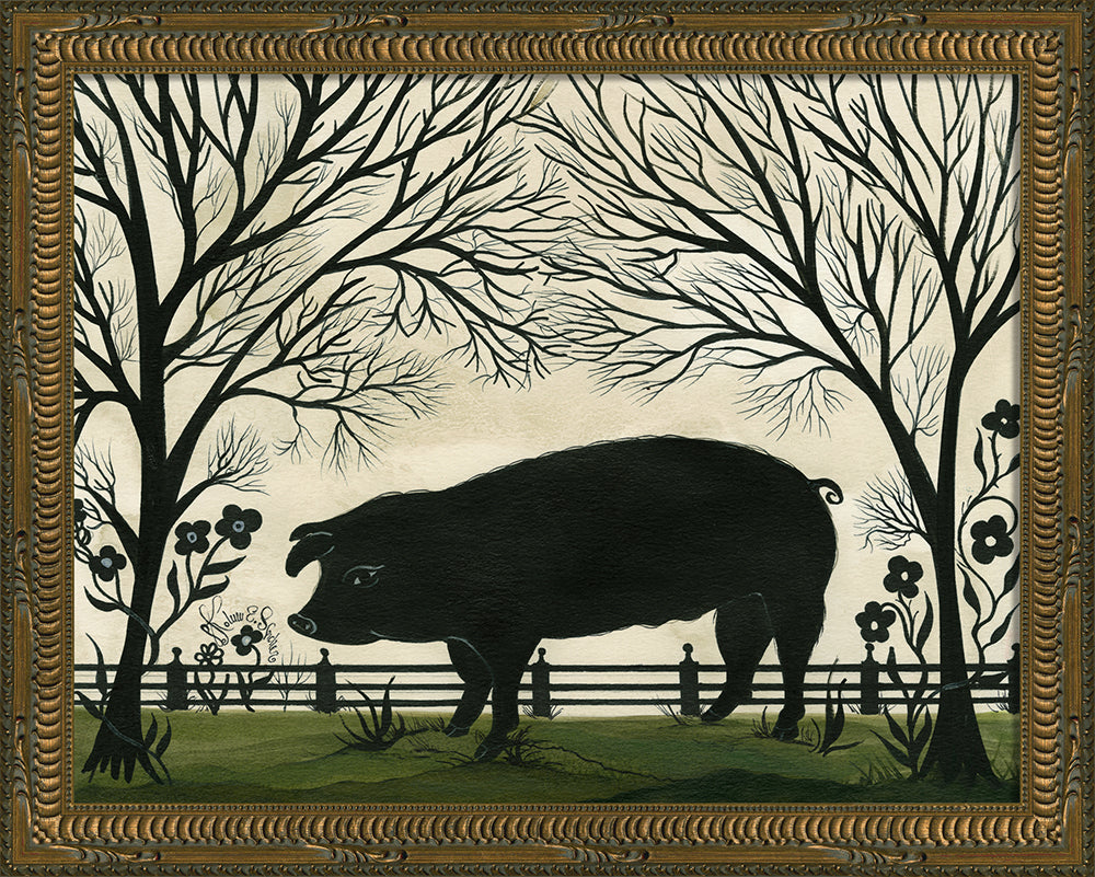 Pig Silhouette Art — Facing Left | Signed by Kolene Spicher