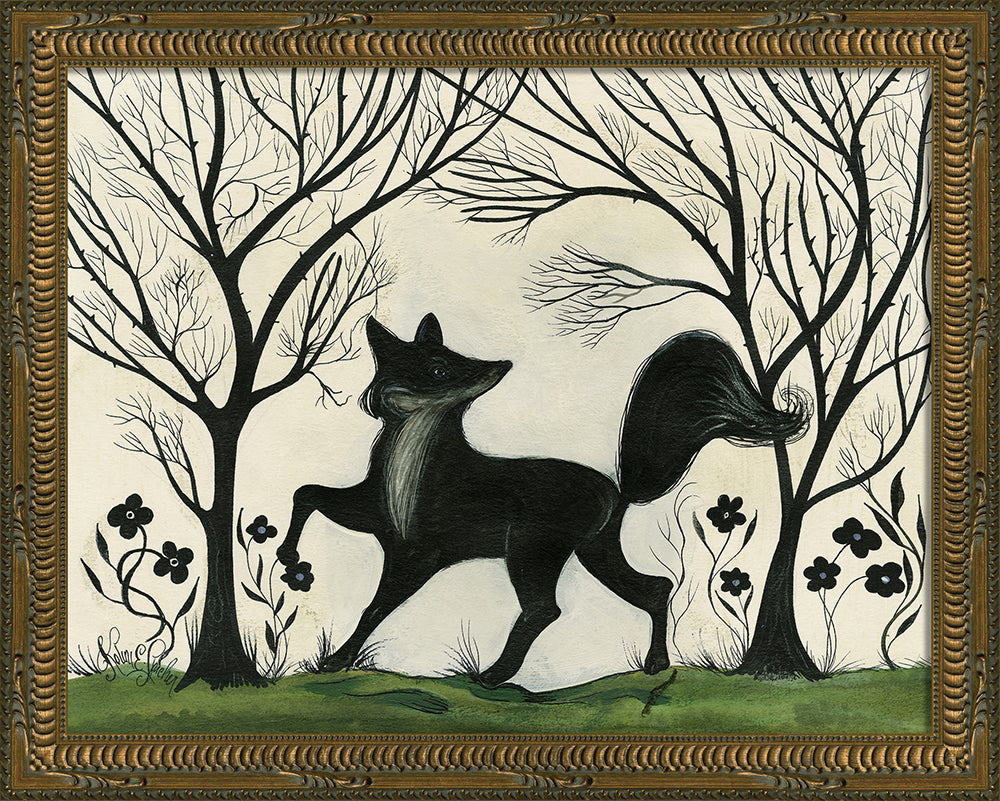 Fox Silhouette Art — Facing Left | Signed by Kolene Spicher