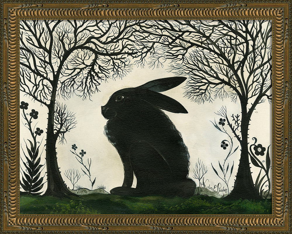 Rabbit Silhouette Art — Facing Left | Signed by Kolene Spicher