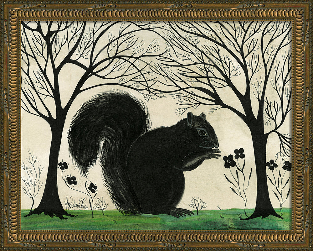 Squirrel Silhouette Art — Facing Right | Signed by Kolene Spicher