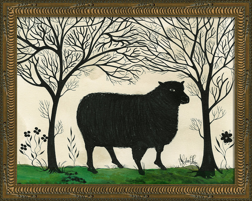 Sheep Silhouette Art — Facing Right | Signed by Kolene Spicher