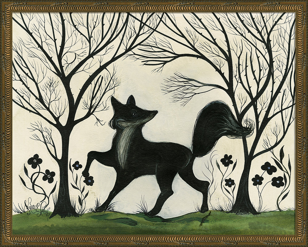 Fox Silhouette Art — Facing Left | Signed by Kolene Spicher