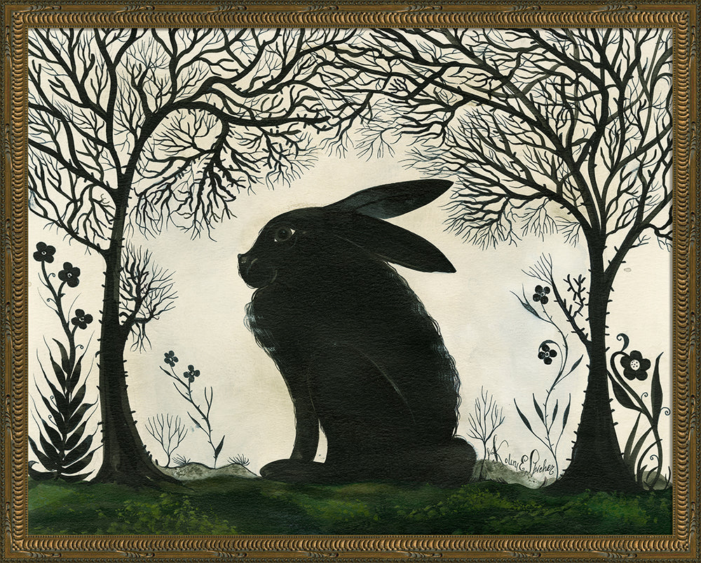 Rabbit Silhouette Art — Facing Left | Signed by Kolene Spicher