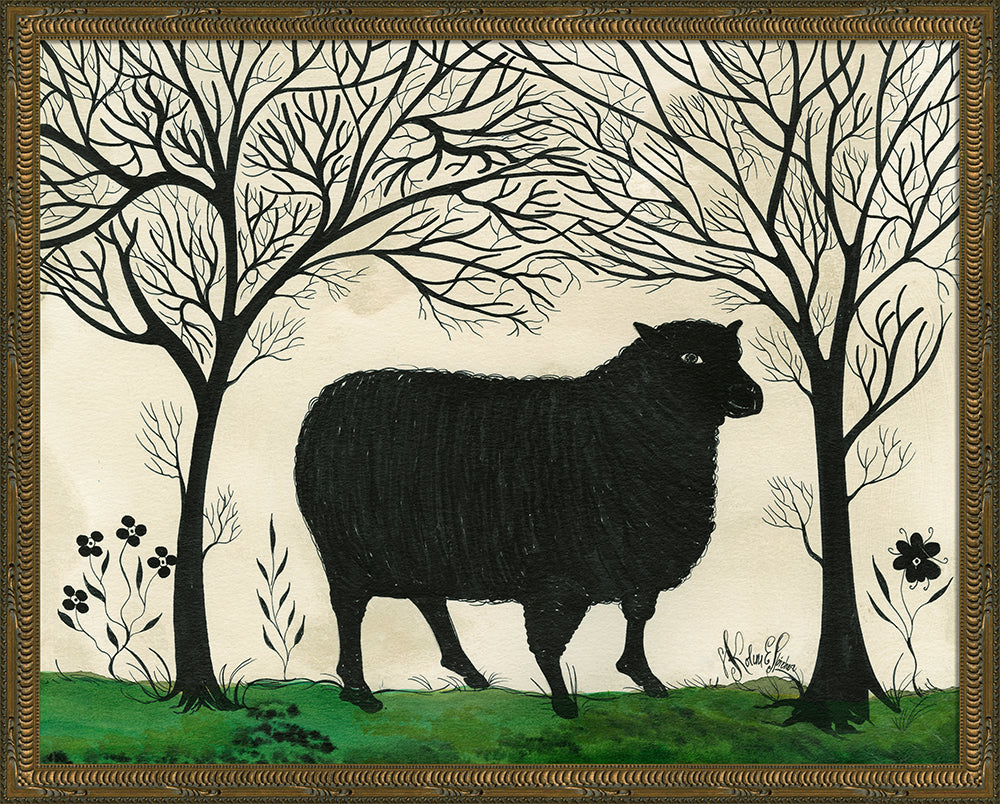 Sheep Silhouette Art — Facing Right | Signed by Kolene Spicher