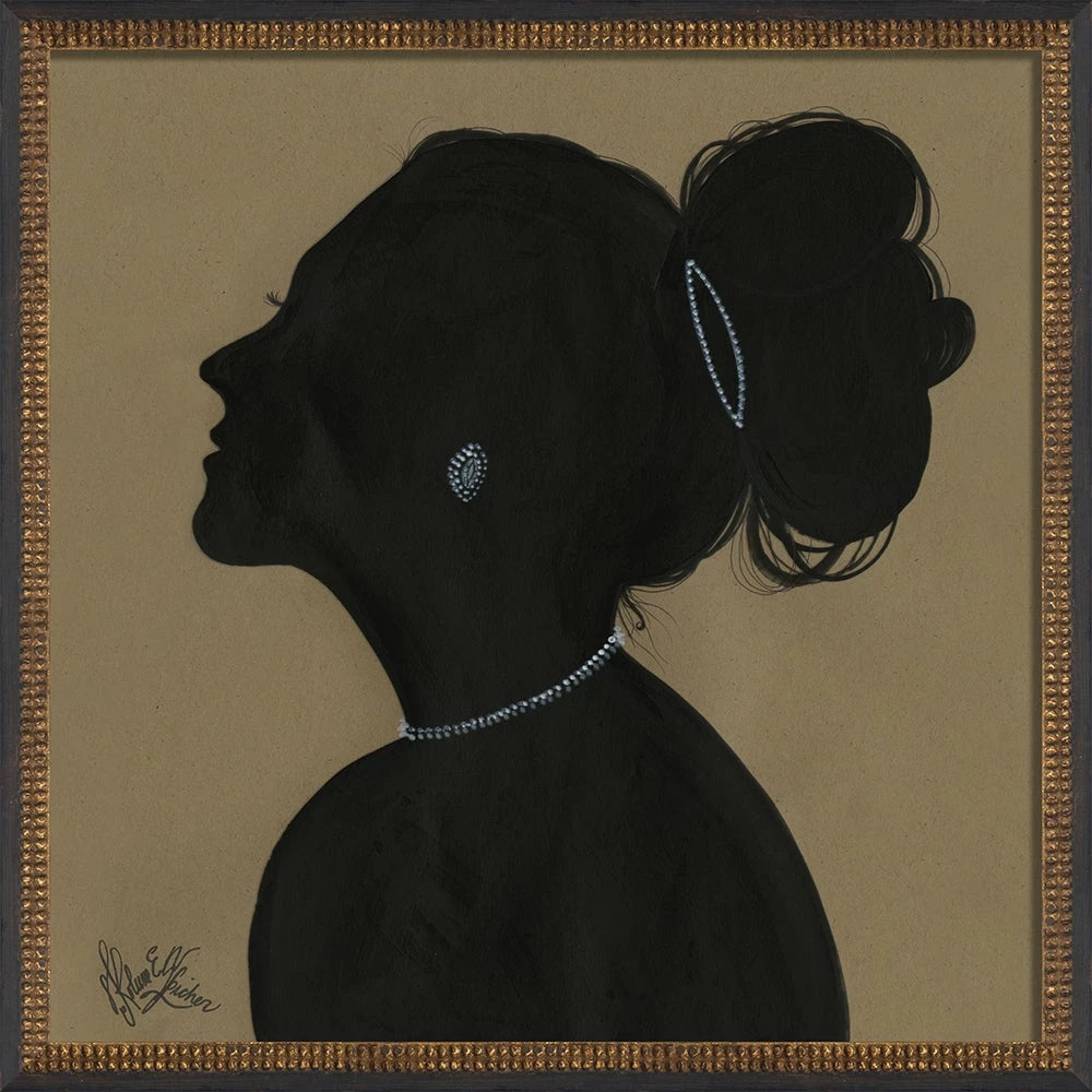 Lady Silhouette Art 03 - Black on Brown Signed Edition - 25 x 25 Square Wall Art