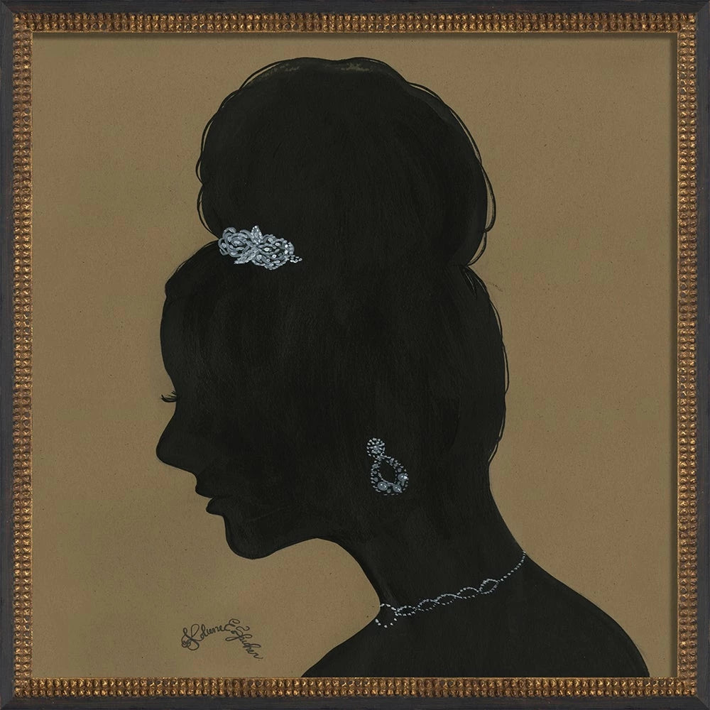 Lady Silhouette Art 07 - Black on Brown Signed Edition- 25x25 Square Wall Decor