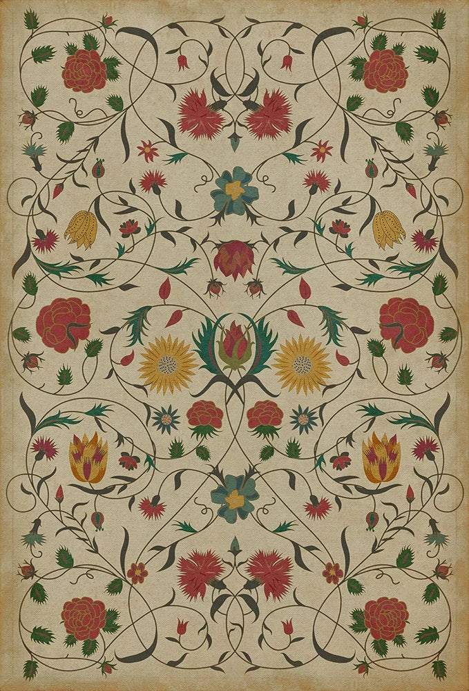 Floral Abigail Washable Vinyl Area Rugs