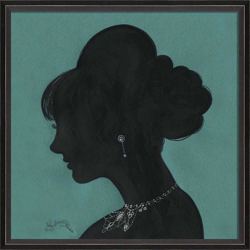 Lady Silhouette Art 04 Black on Blue - 25x25 Signed Edition from Kolene Spicher