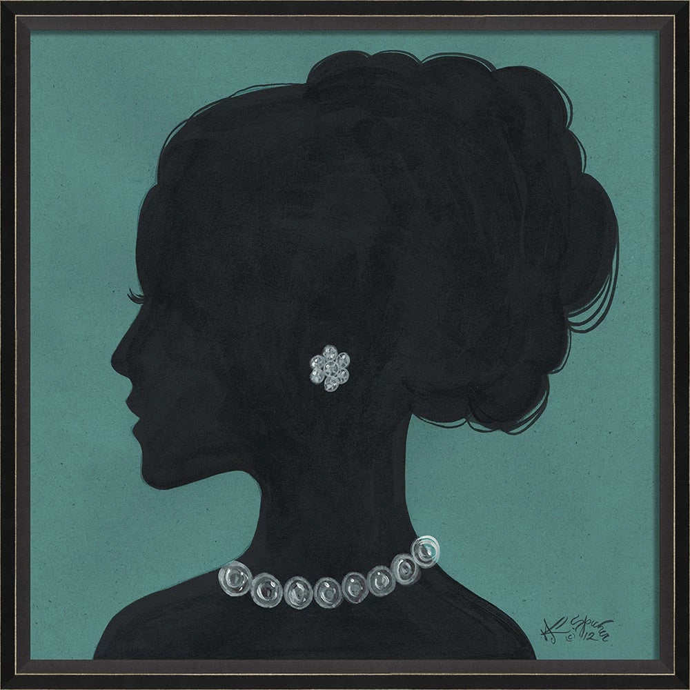 Lady Silhouette Art 08 - Black on Blue - 25x25 Signed Edition by Kolene Spicher