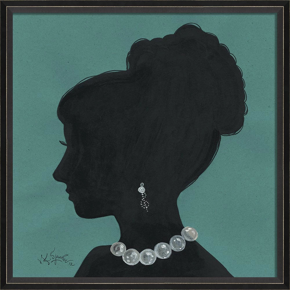 Lady Silhouette Art 09 - Black Profile Bold Jewelry Blue - 25x25 Signed Edition by Kolene Spicher (Copy)
