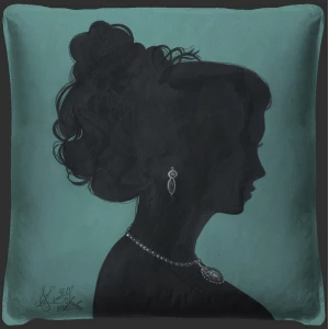 Lady Silhouette Throw Pillow 02 - Blue - Signed Edition by Kolene Spicher