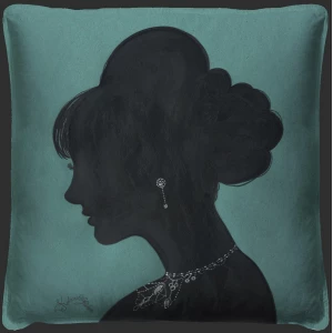 Lady Silhouette Throw Pillow 04 - Blue - Signed Edition by Kolene Spicher