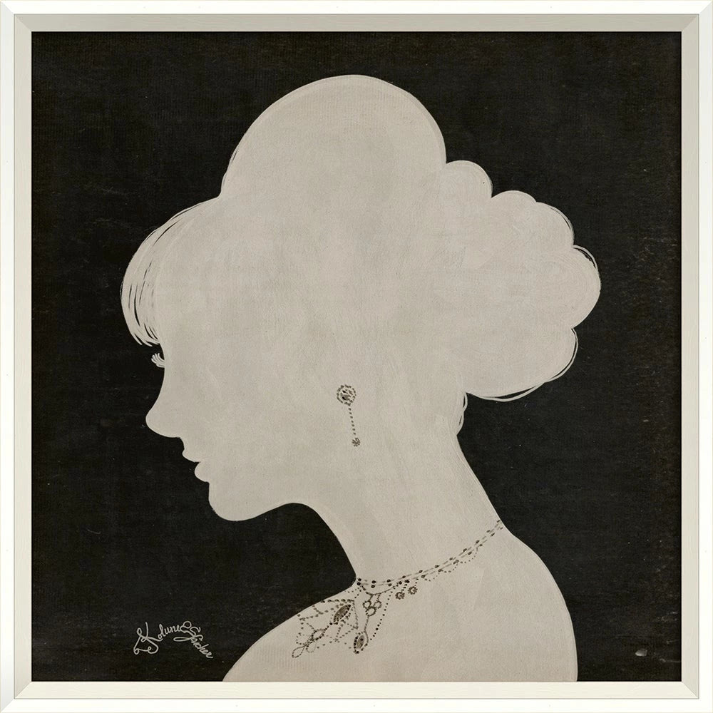 Lady Silhouette Art 04 White on Black - 25x25 Signed Edition from Kolene Spicher