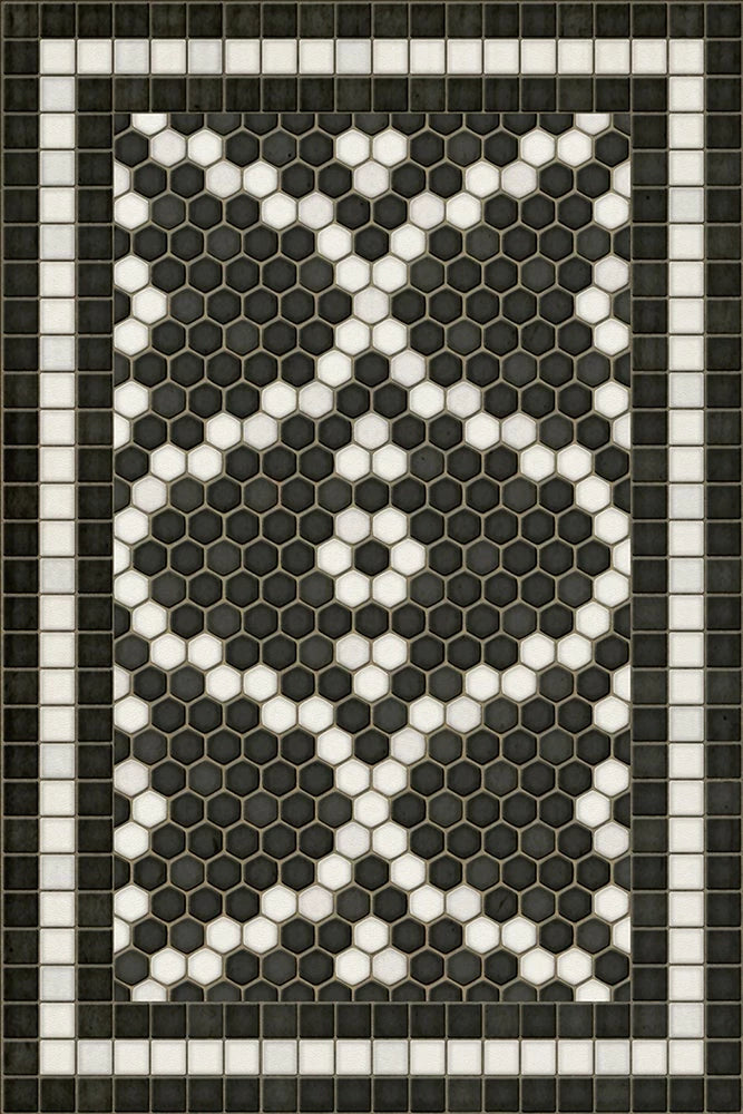 Mosaic F - Kingsbridge Road Washable Vinyl Area Rugs
