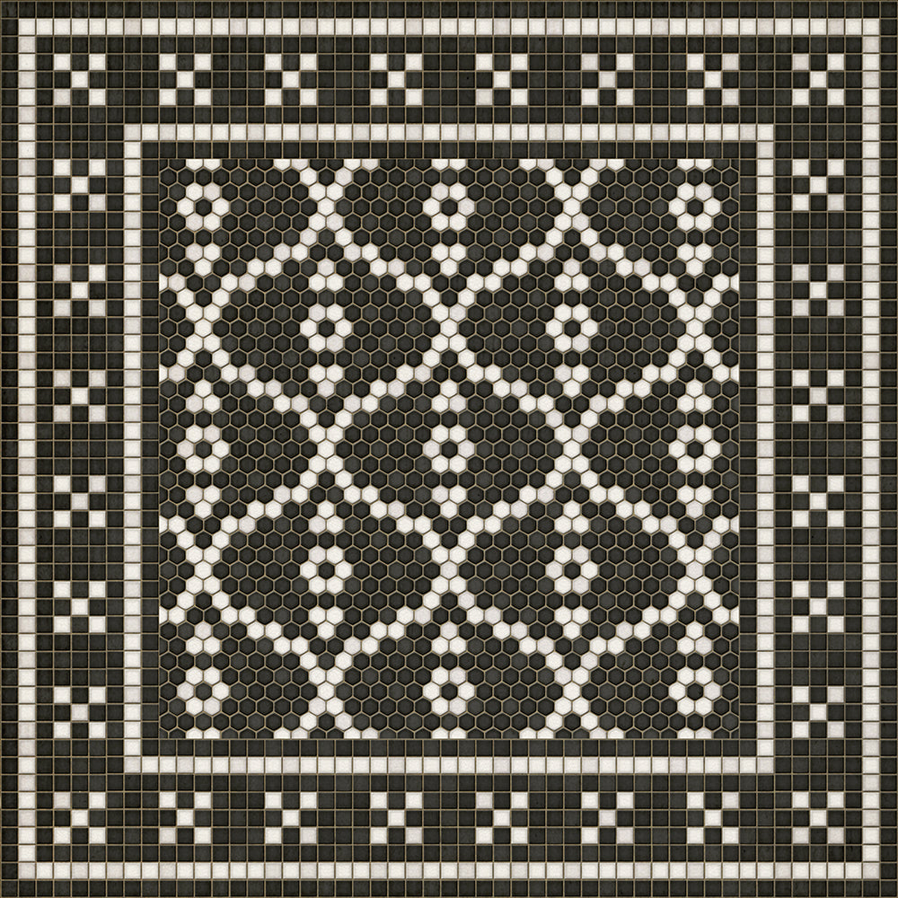 Mosaic F - Kingsbridge Road Washable Vinyl Area Rugs