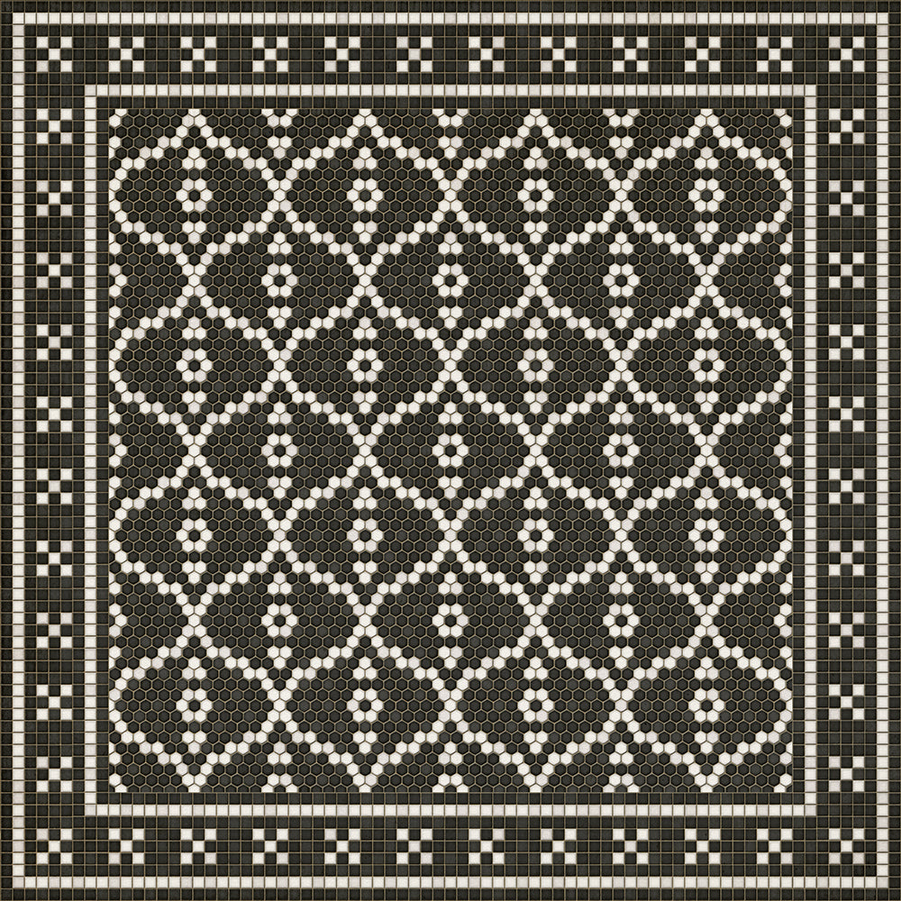 Mosaic F - Kingsbridge Road Washable Vinyl Area Rugs