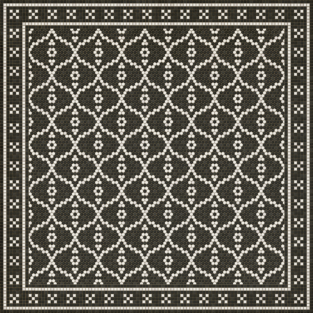 Mosaic F - Kingsbridge Road Washable Vinyl Area Rugs