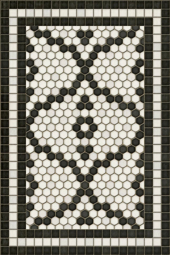 Pelham Bay Park Mosaic Washable Vinyl Area Rug | Commercial & Home Decor