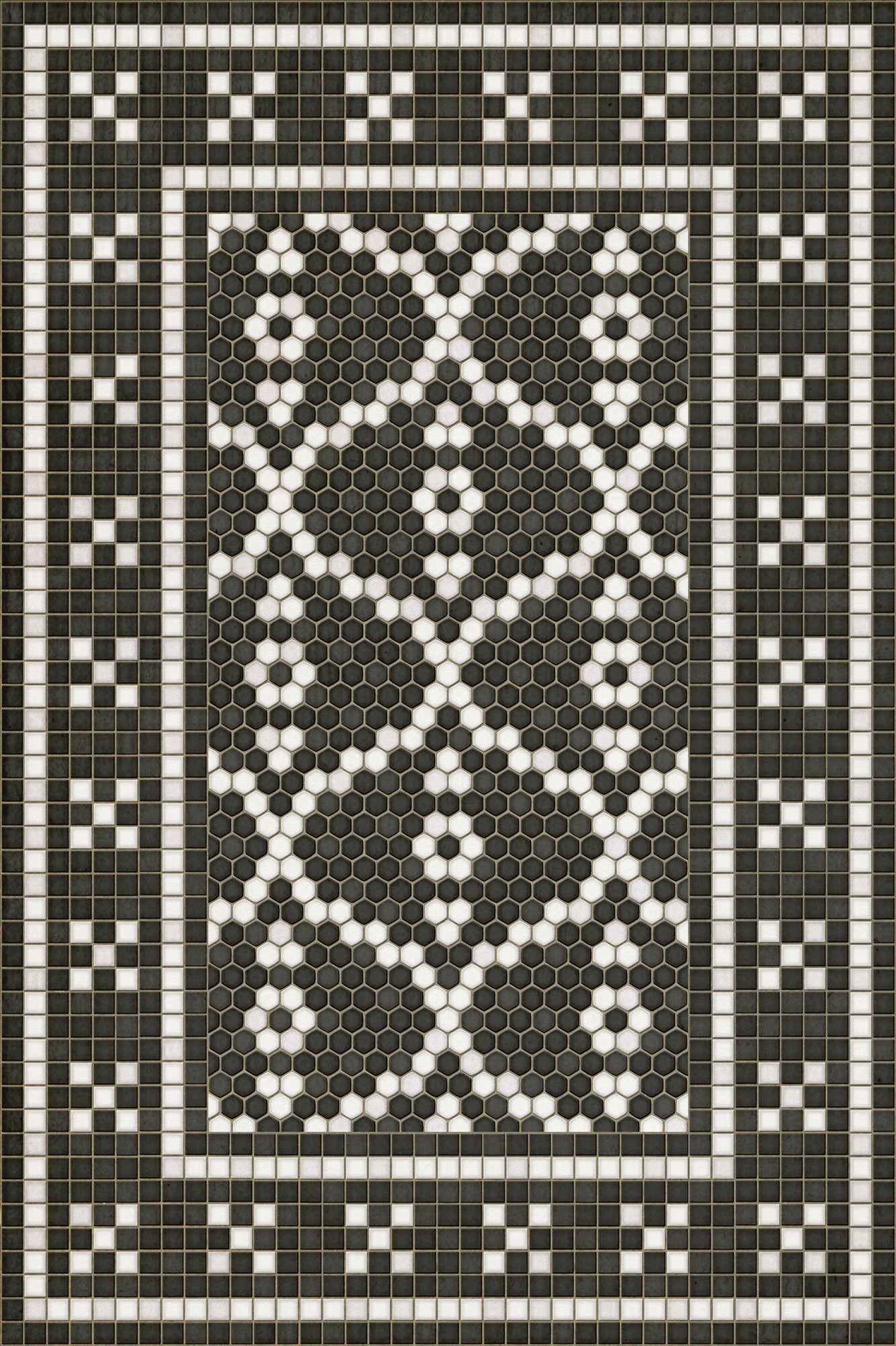Mosaic F - Kingsbridge Road Washable Vinyl Area Rugs