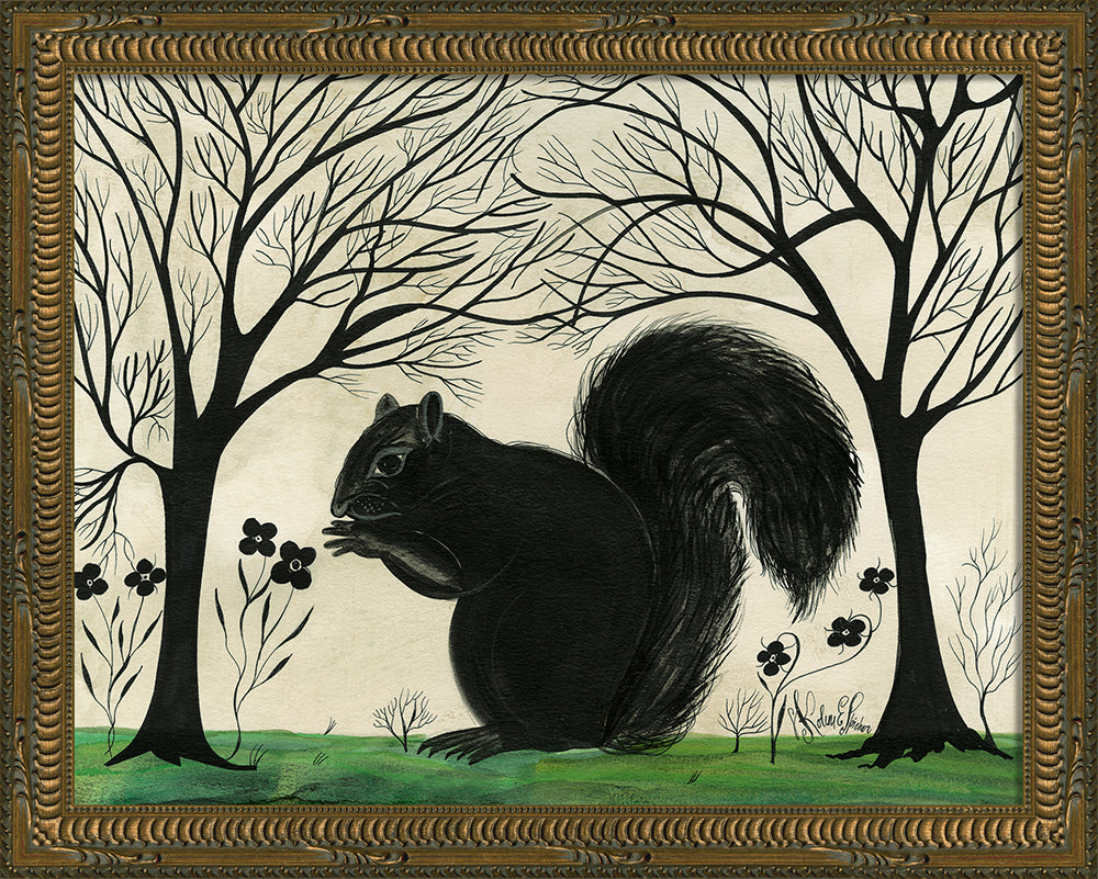 Squirrel Silhouette Art — Facing Left | Signed by Kolene Spicher