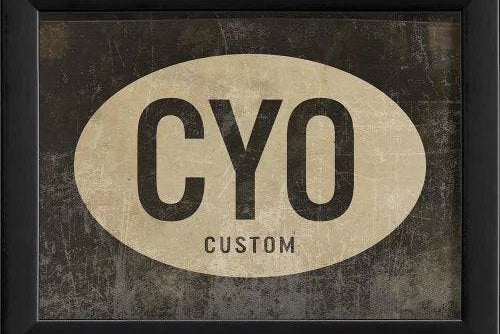 Custom Airport Code Art - personalized vintage black canvas with three-letter code in white typography, museum-quality framed wall art, made in USA, signed by artist