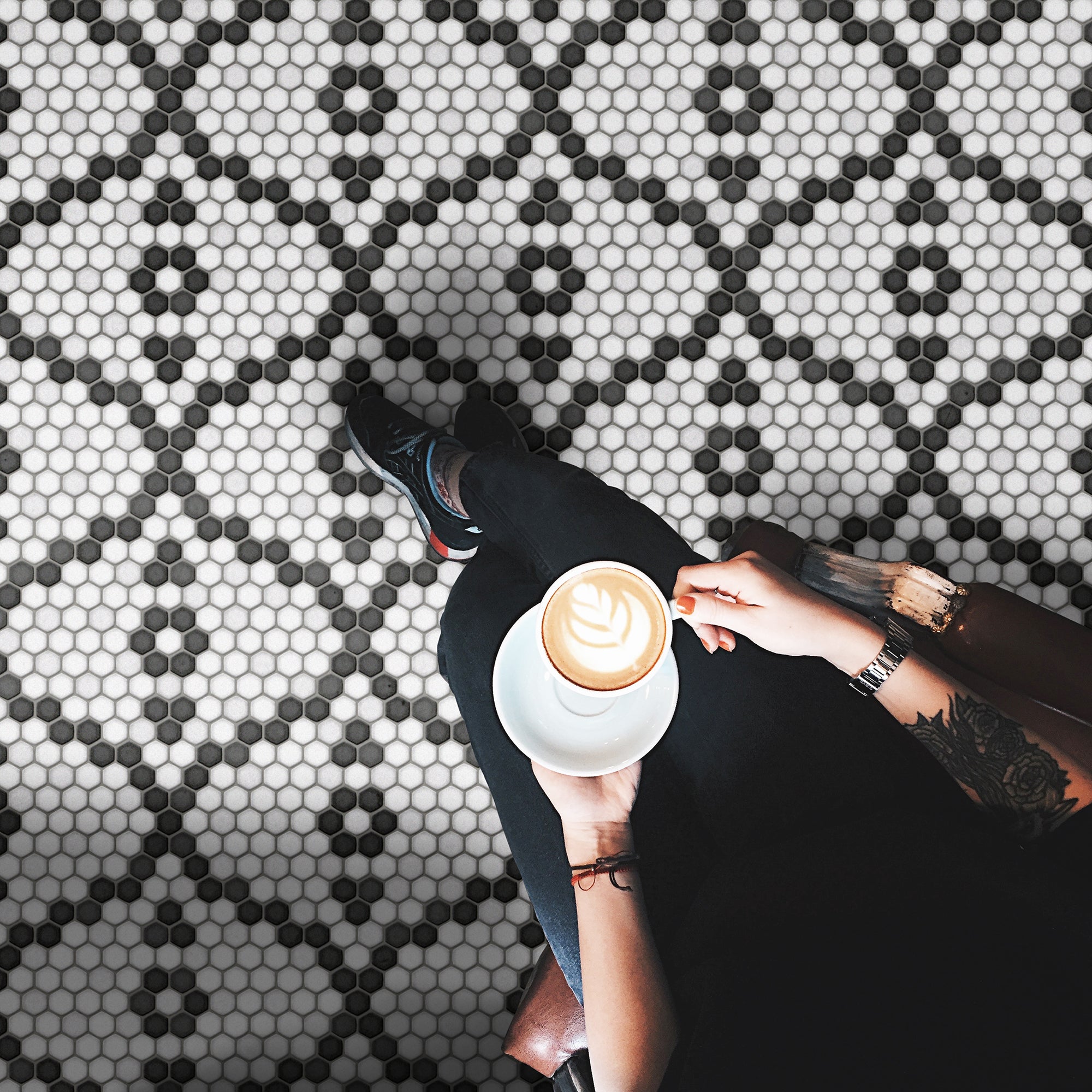 Pelham Bay Park Mosaic Washable Vinyl Area Rug | Commercial & Home Decor