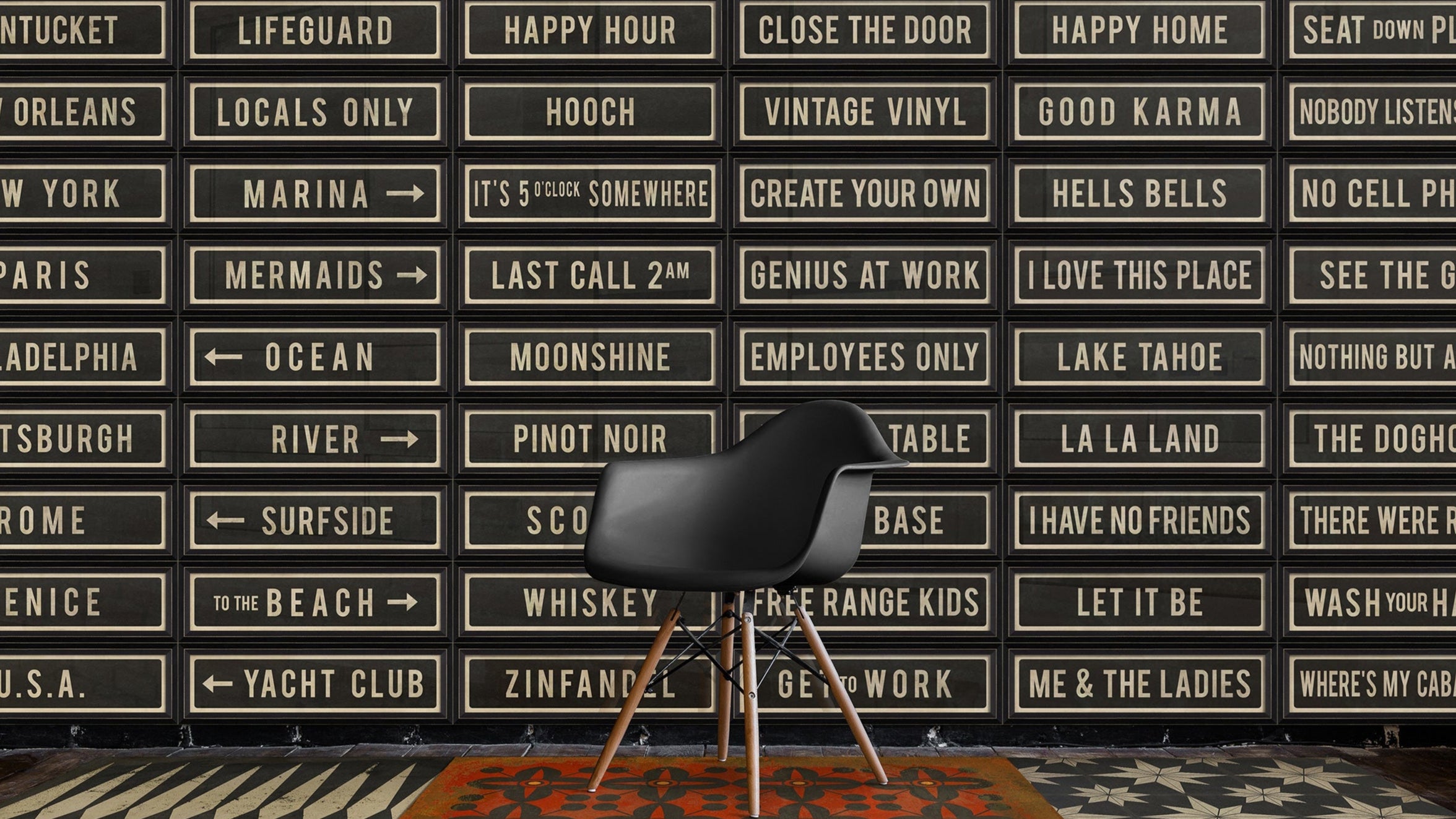 Black and White Street Sign Art with Quips