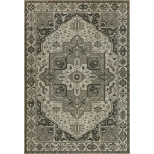Camelot Excalibur Persian-inspired rug with sage, cream, and charcoal medallion pattern
