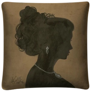 vintage 'Cameo 2' brown throw pillow - Interior Mojo llc