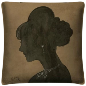 vintage 'cameo 4' brown throw pillow - Interior Mojo llc