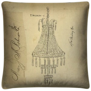 vintage 'Dining Chandelier' throw pillow - Interior Mojo llc