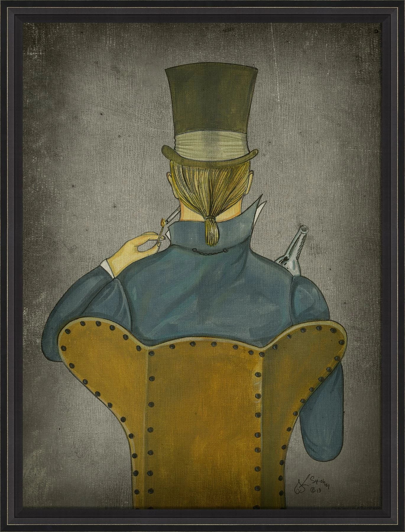 Elegant Gentleman Vice Art - Gold Wing Chair Whiskey & Cigarette