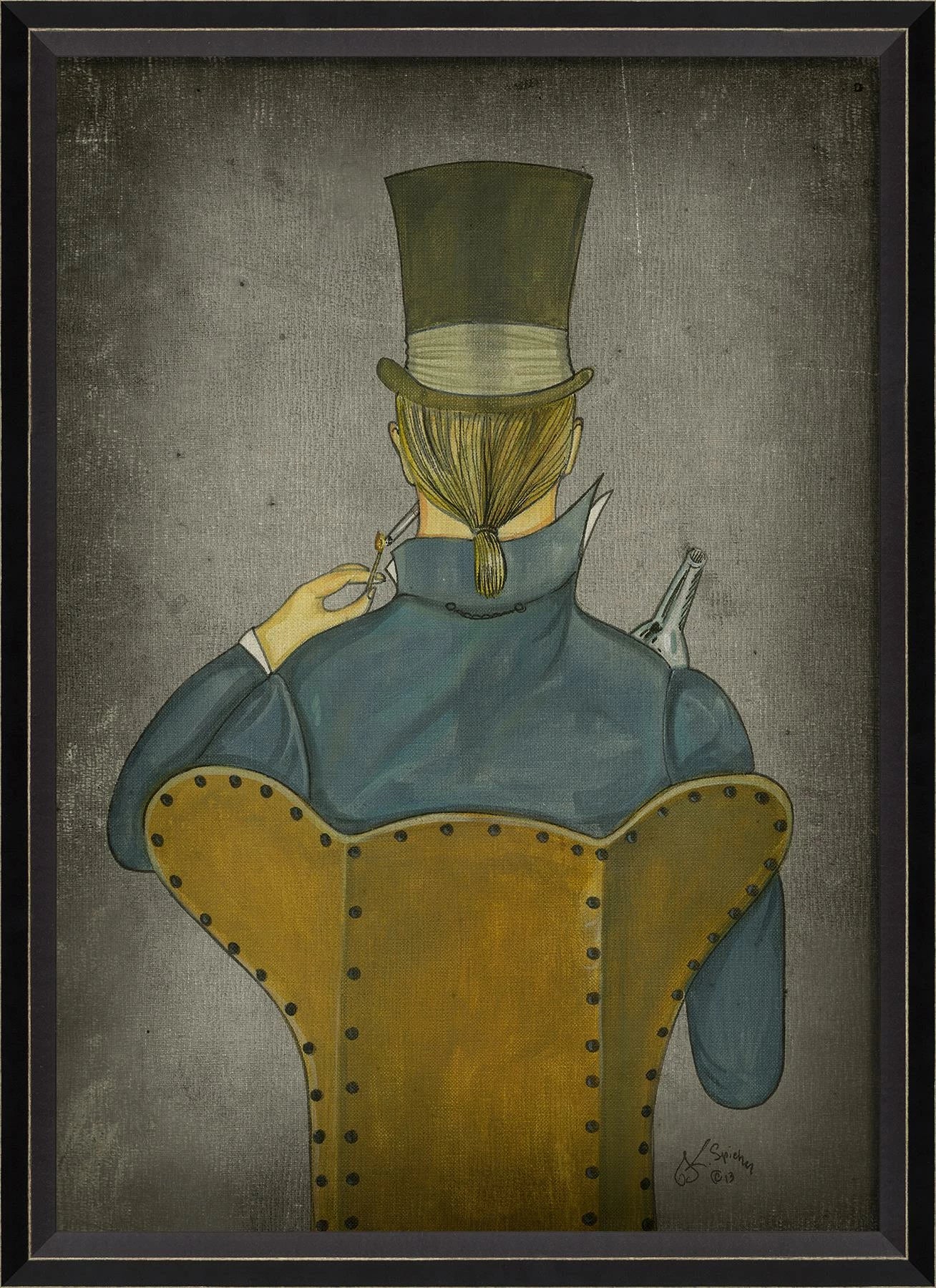 Elegant Gentleman Vice Art - Gold Wing Chair Whiskey & Cigarette