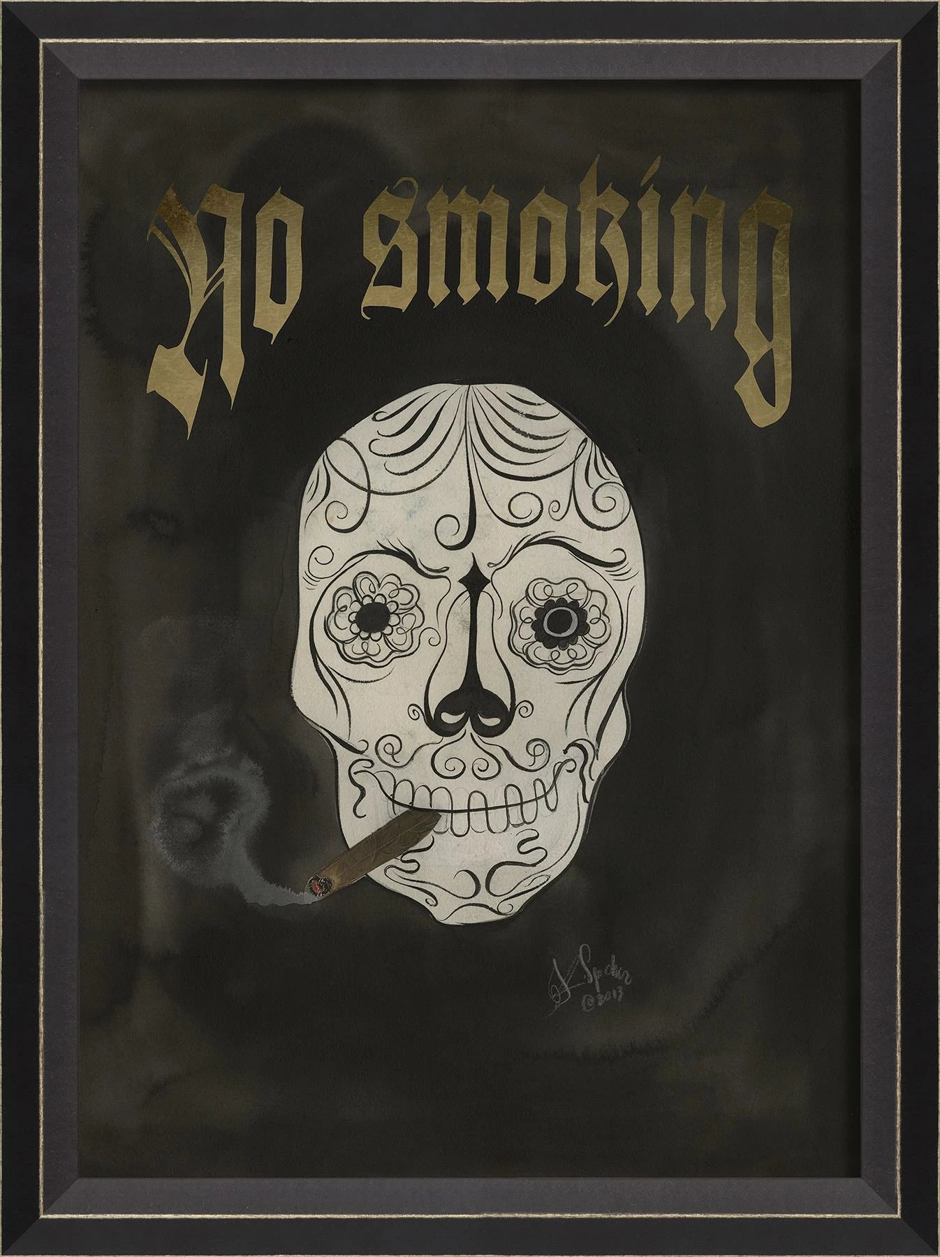 No Smoking Skull Art Signed by Kolene Spicher