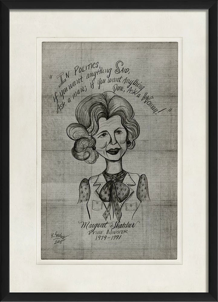 Margaret Thatcher caricature art - Interior Mojo llc
