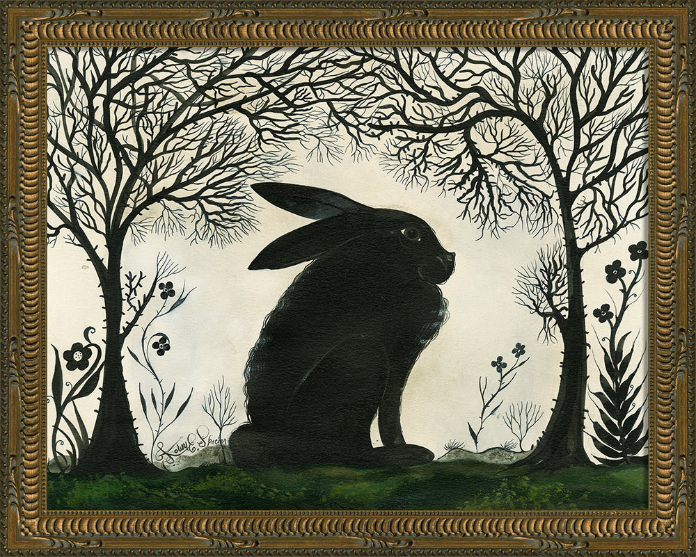 Rabbit Silhouette Art — Facing Right | Signed by Kolene Spicher