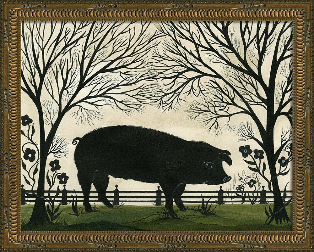 Pig Silhouette Art — Facing Right | Signed by Kolene Spicher