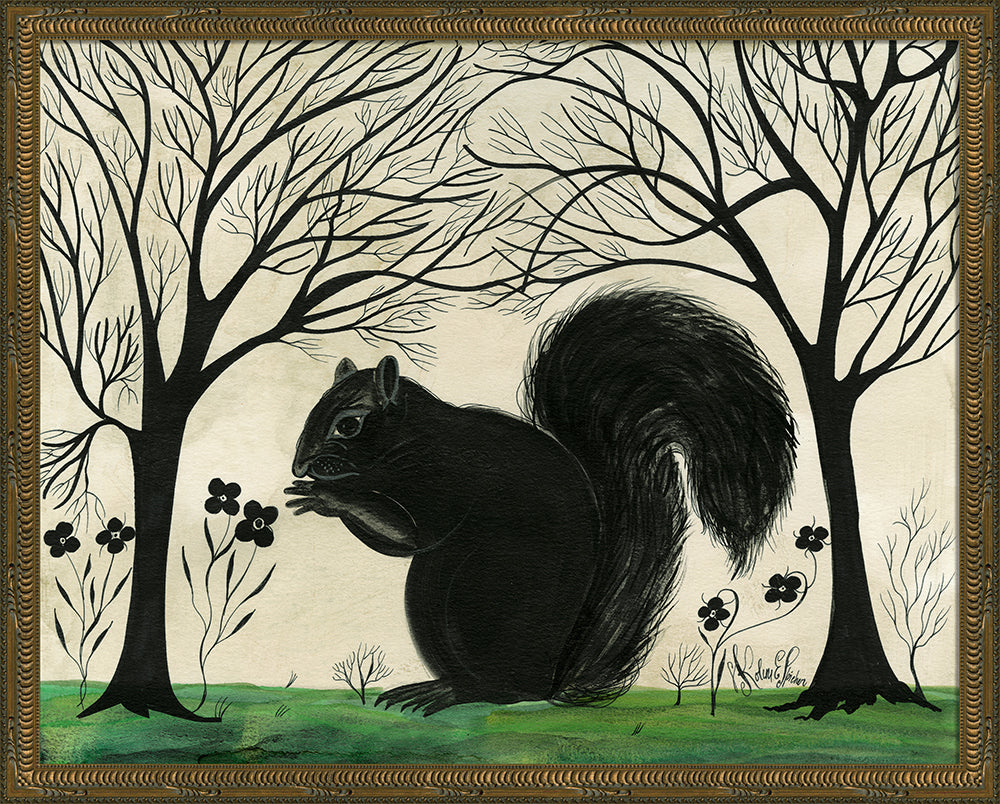 Squirrel Silhouette Art — Facing Left | Signed by Kolene Spicher
