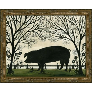 pig animal silhouette art (facing left) - Interior Mojo llc