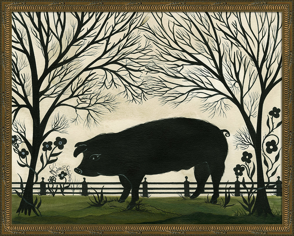 Pig Silhouette Art — Facing Left | Signed by Kolene Spicher