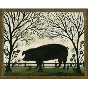 pig animal silhouette art (facing left) - Interior Mojo llc