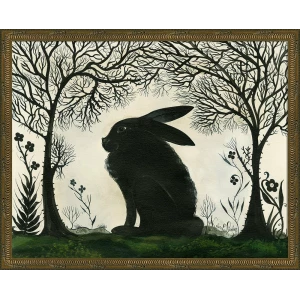 rabbit silhouette art (facing left) - Interior Mojo llc