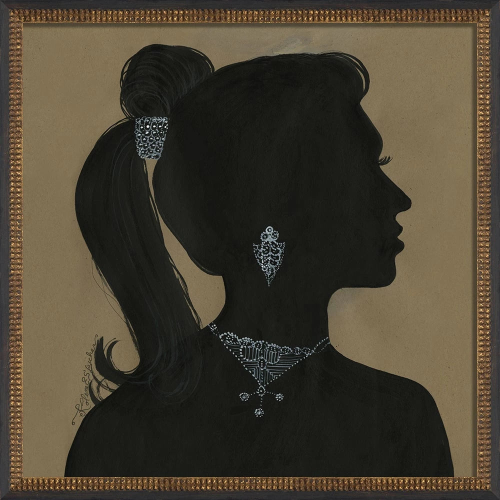 Lady Silhouette Art 01 - Black on Brown - Signed Edition - 25x25 Square Wall Decor