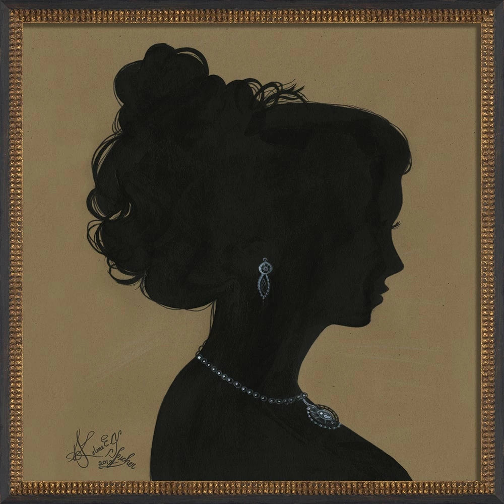 Lady Silhouette Art 02 - Black on Brown - Signed Edition - 25x25 Square Wall Decor