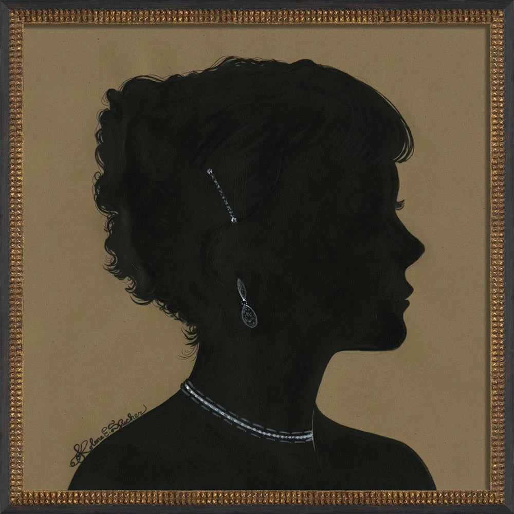 Lady Silhouette Art 06 - Black Profile Bold Jewelry Brown - 25x25 Signed Edition by Kolene Spicher