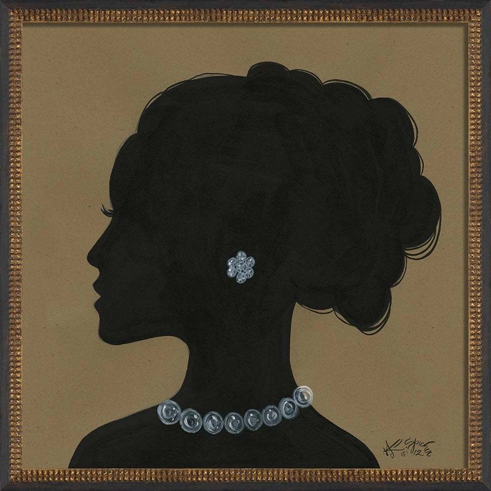 Lady Silhouette Art 08 - Black on Brown -  Signed Edition by Kolene Spicher 25x25
