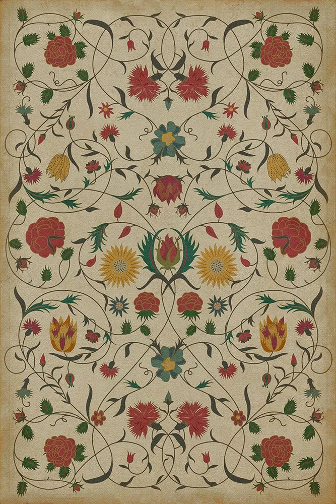Floral Abigail Washable Vinyl Area Rugs